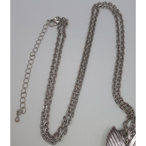 Articulated Silver Tone Rhinestone Owl Pendant Necklace - Picture 8 of 9